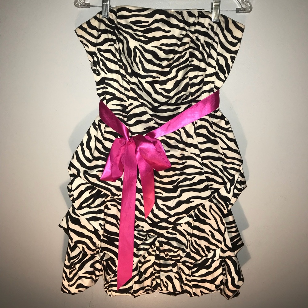 Zebra Print Dress with Pink Bow 🎀